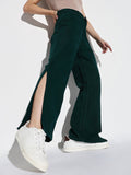 Women's Green Comfort Wide Leg Acid Wash Stretchable Jeans