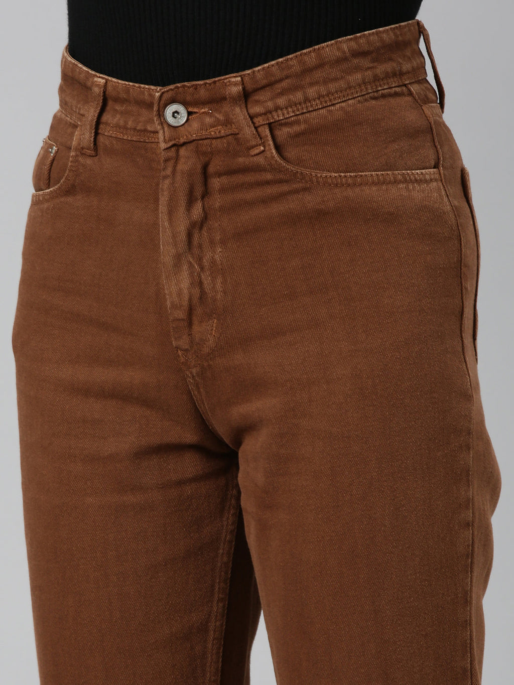 Women's Rust High-Rise Coloured Shade Cropped Denim Jeans