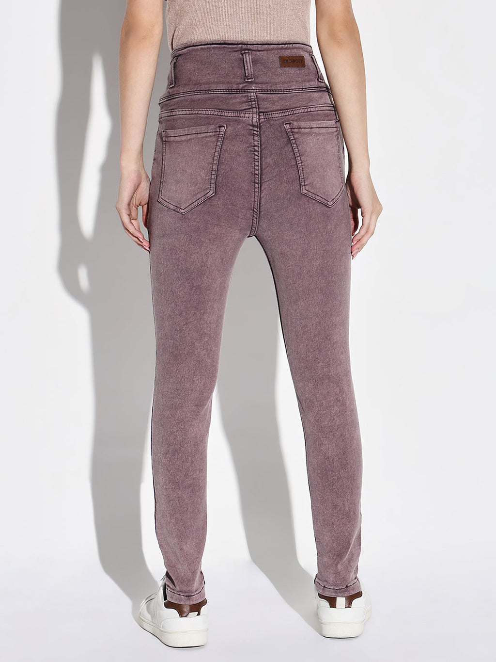 Women's Purple Comfort Slim Fit Light Fade Acid Wash Jeans