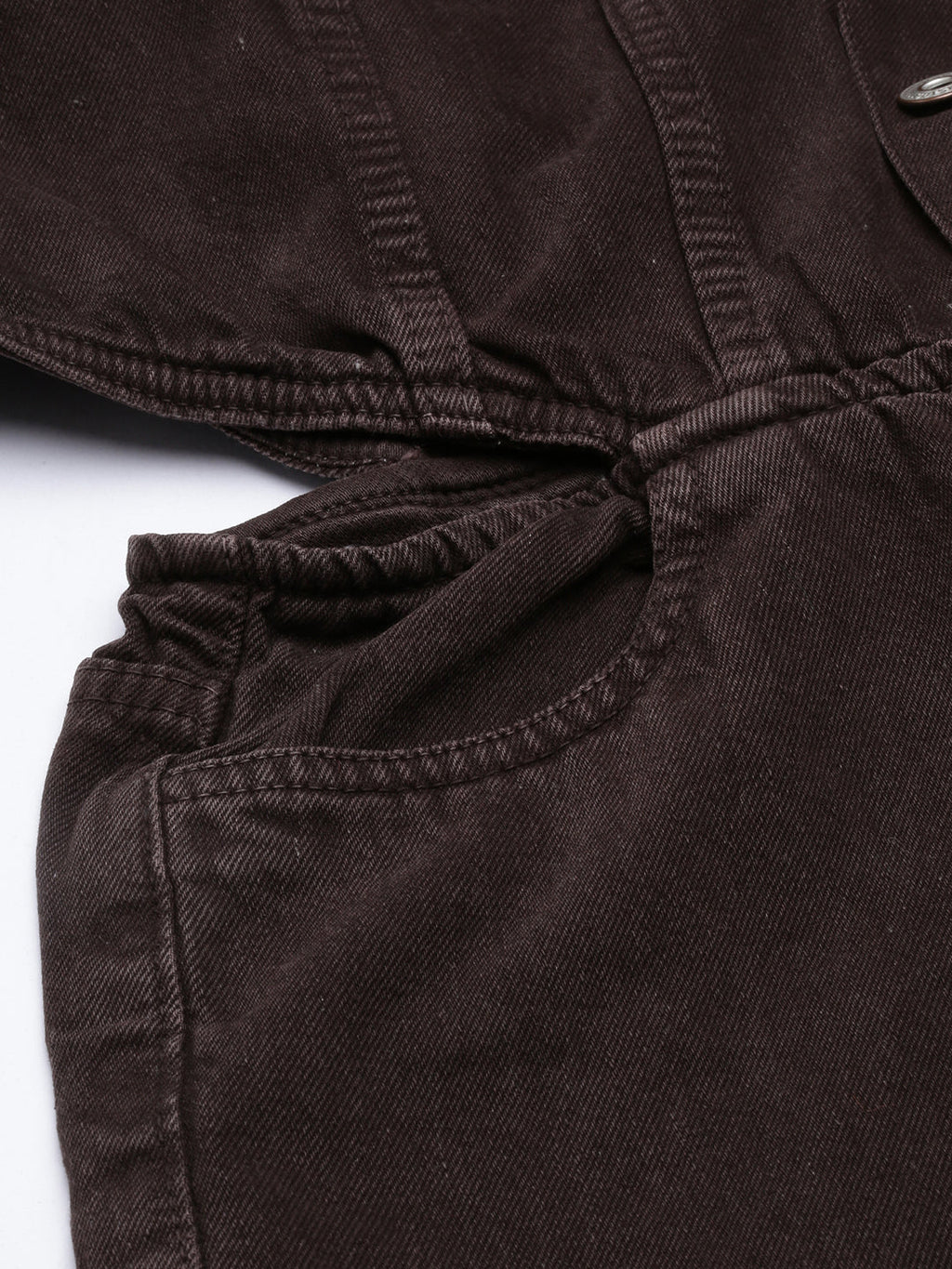 Women's Brown Cotton Shirt Collar Basic Jumpsuit