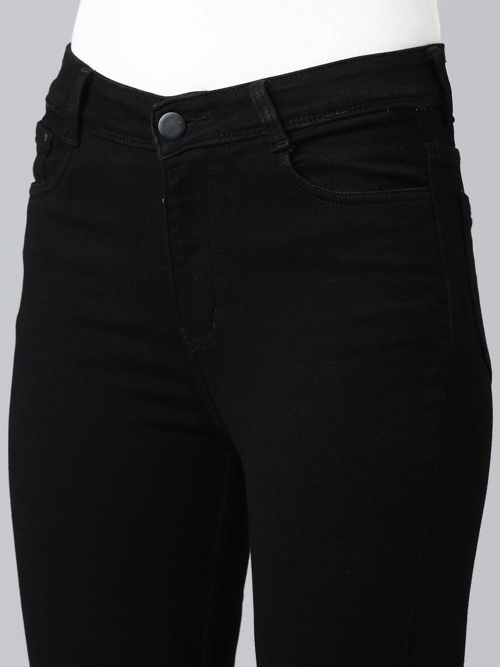 Women's Black Mid Rise Clean Look Skinny Fit Denim Jeans
