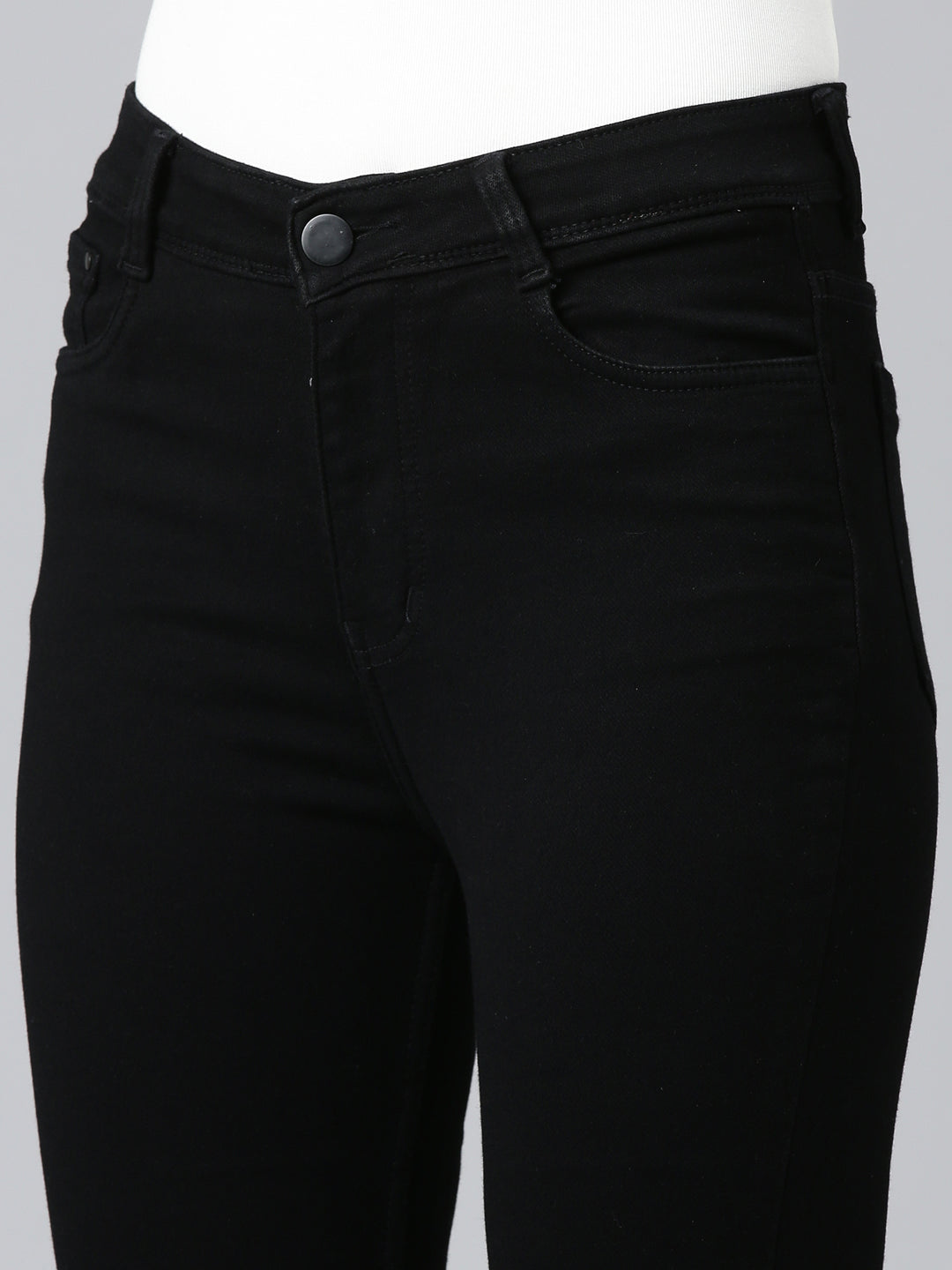 Women's Black Mid Rise Clean Look Skinny Fit Denim Jeans