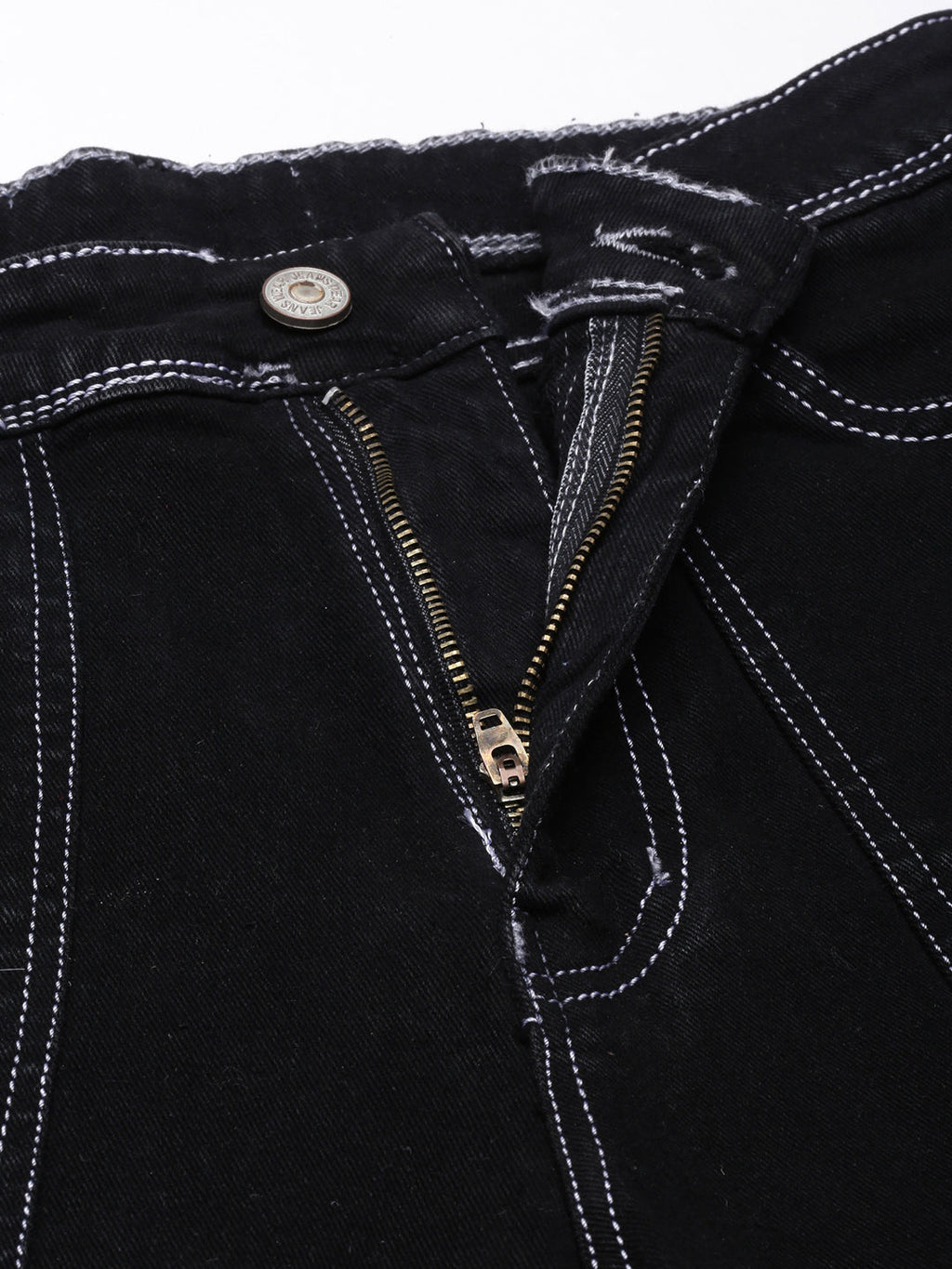Women's Black Straight Fit Cargo Jeans