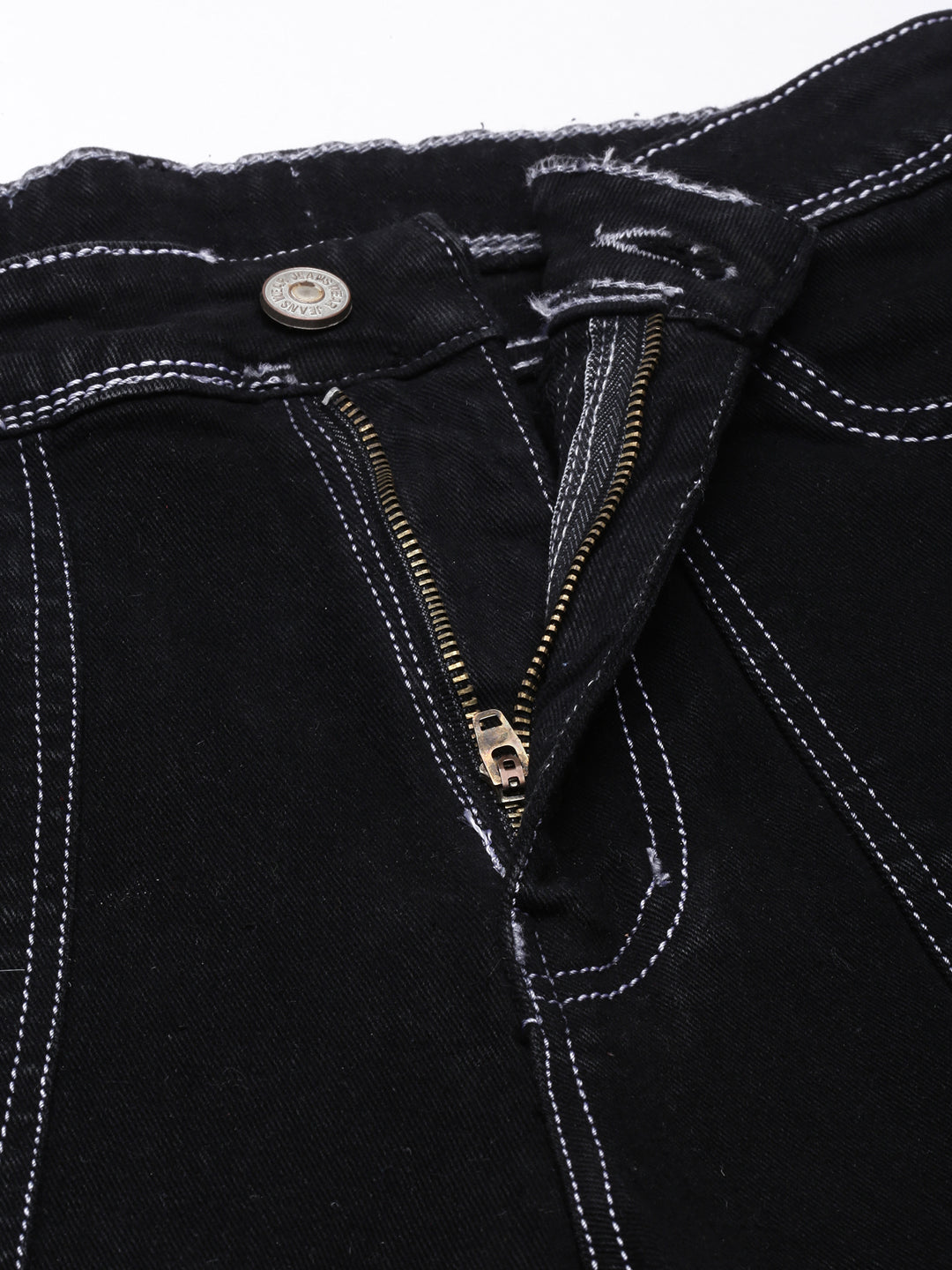Women's Black Straight Fit Cargo Jeans