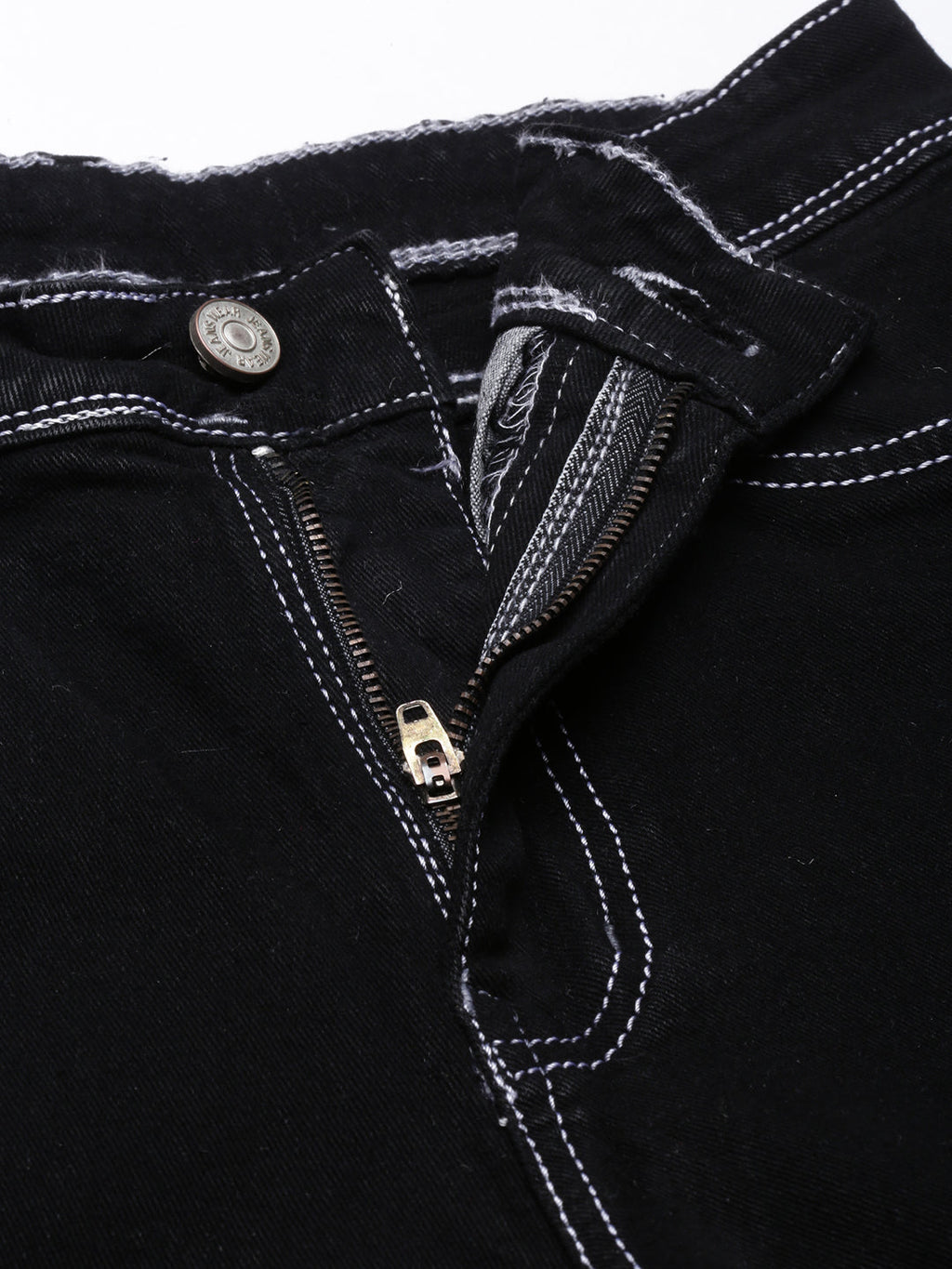 Women's Black Straight Fit Stretchable Cargo Jeans