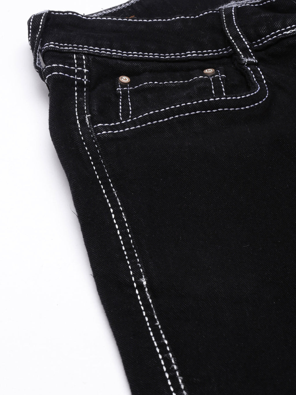 Women's Black Straight Fit Stretchable Cargo Jeans