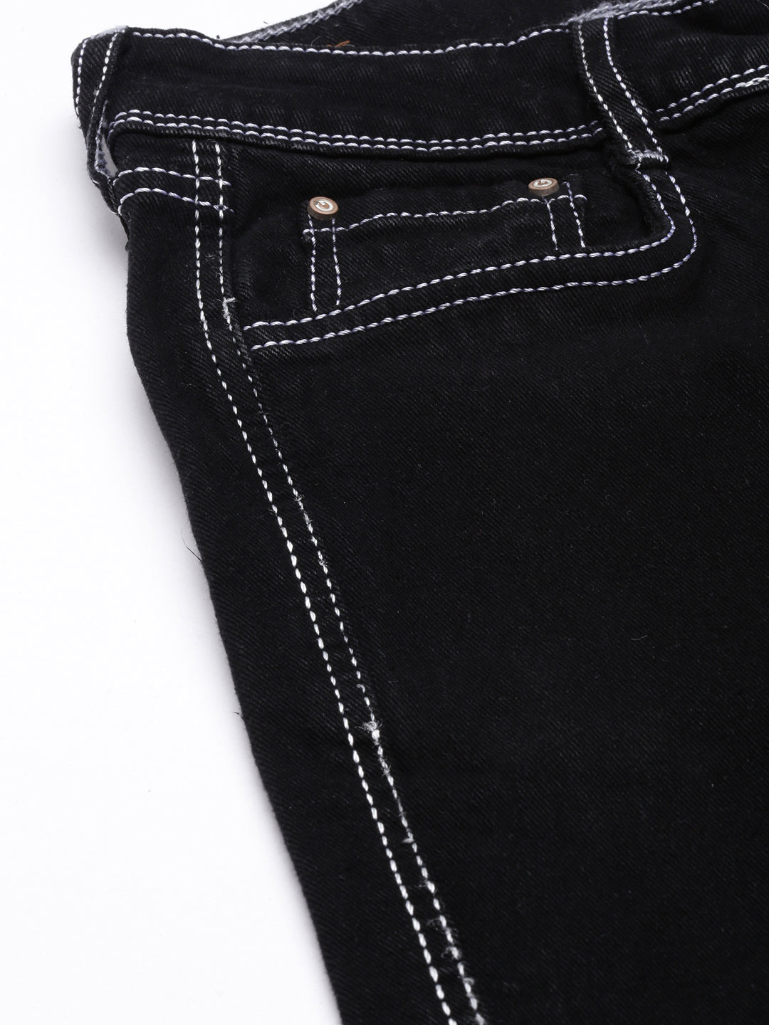 Women's Black Straight Fit Stretchable Cargo Jeans