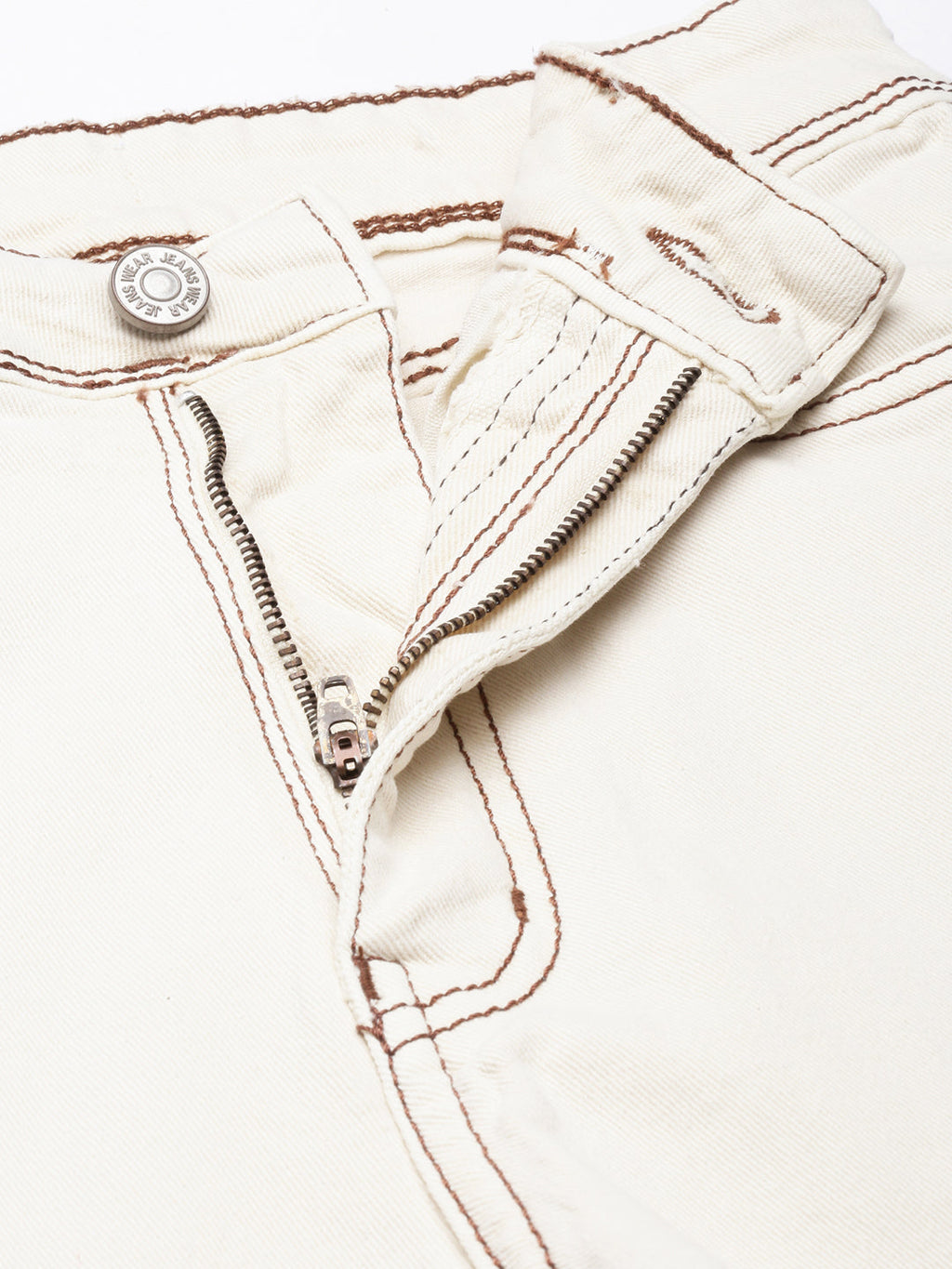 Women's Cream Straight Fit Cargo Jeans