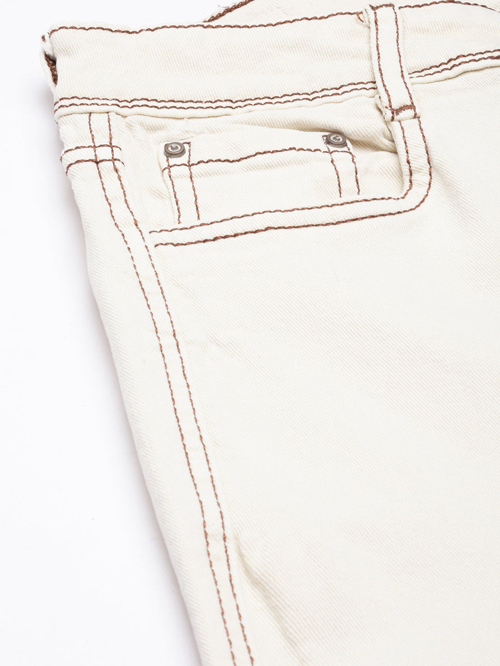 Women's Cream Straight Fit Cargo Jeans