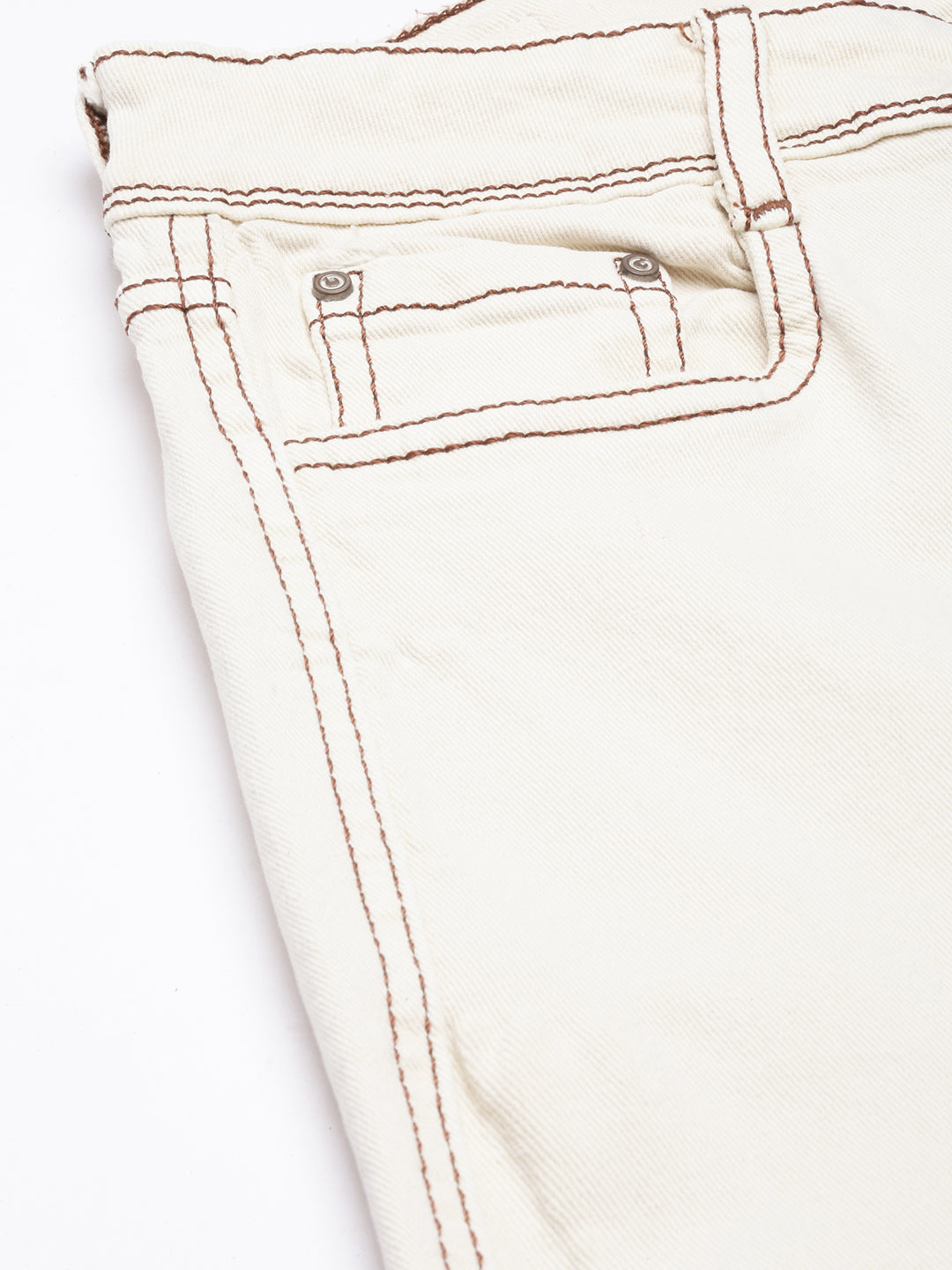 Women's Cream Straight Fit Cargo Jeans