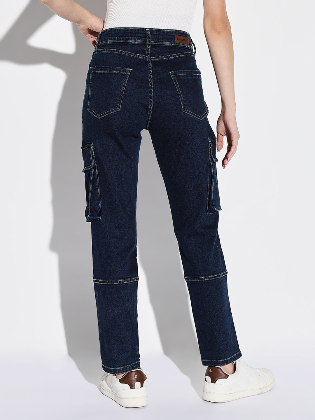 Women's Navy Blue Comfort Straight Fit Light Fade Stretchable Jeans