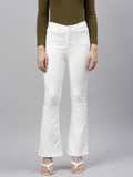 Women's White Comfort Bootcut Stretchable Jeans