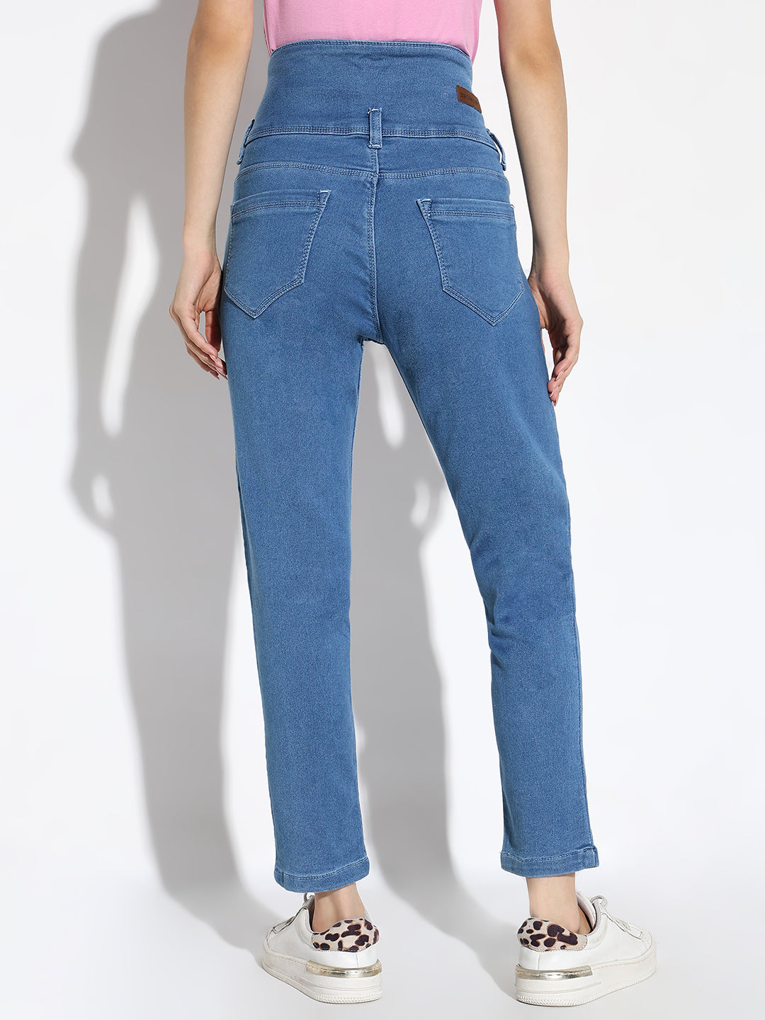 Women's Blue Comfort Straight Fit Acid Wash Stretchable Jeans