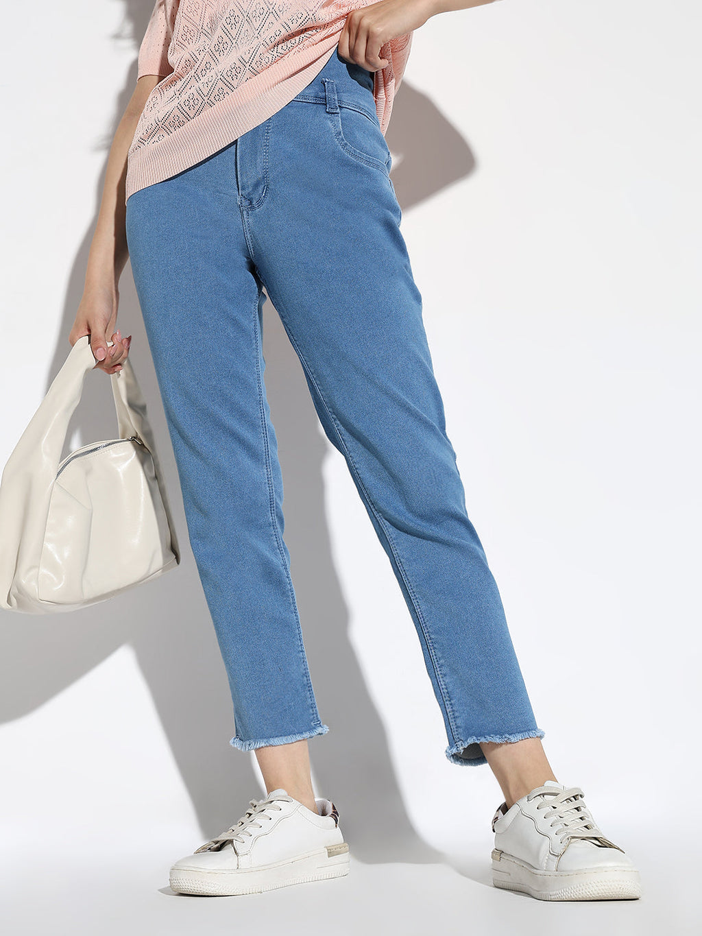 Women's Blue Comfort Slim Fit Acid Wash Stretchable Jeans
