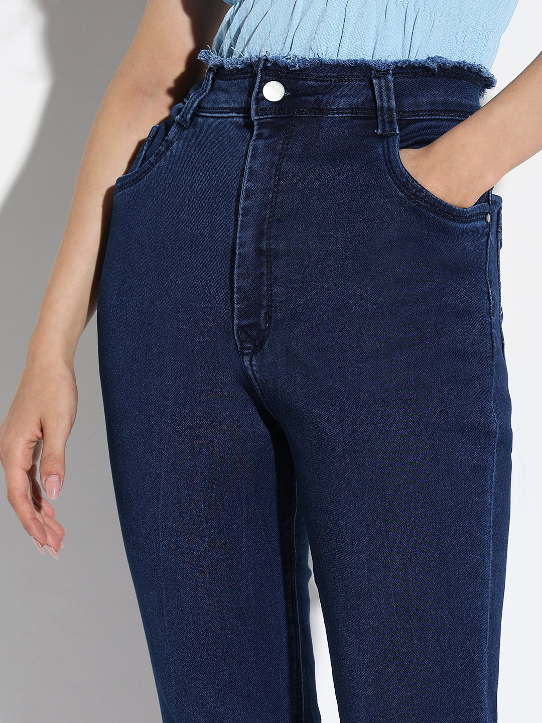 Women's Blue Comfort Slim Fit Light Fade Denim Jeans