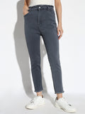 Women's Grey Comfort Slim Fit Light Fade Cotton Stretchable Jeans