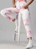 Women's Pink High-Rise Clean Look Elasticated Stretchable Jeans