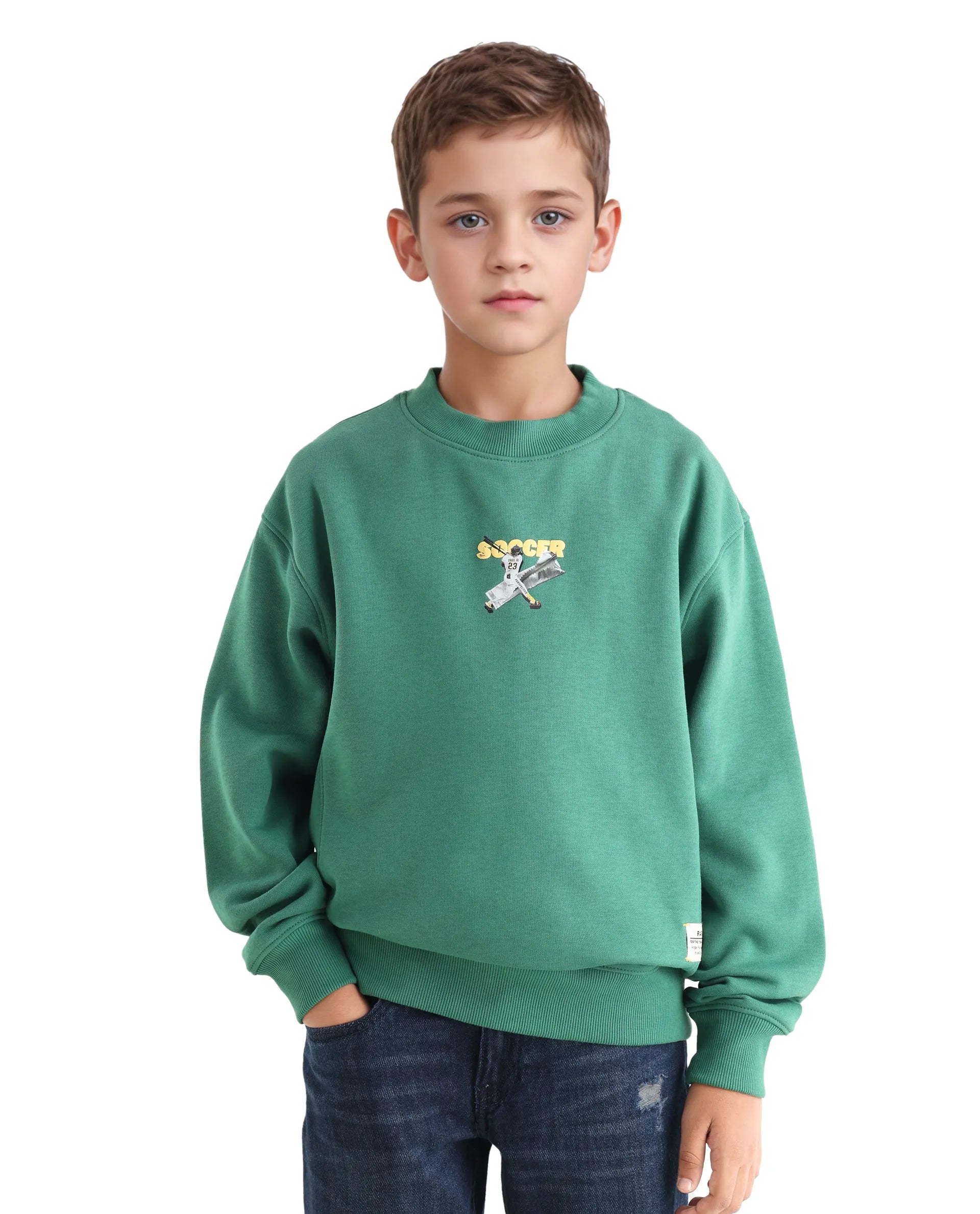 Rare Ones Kids Henry Pastel Green Cotton Graphic Print Oversized Sweatshirt