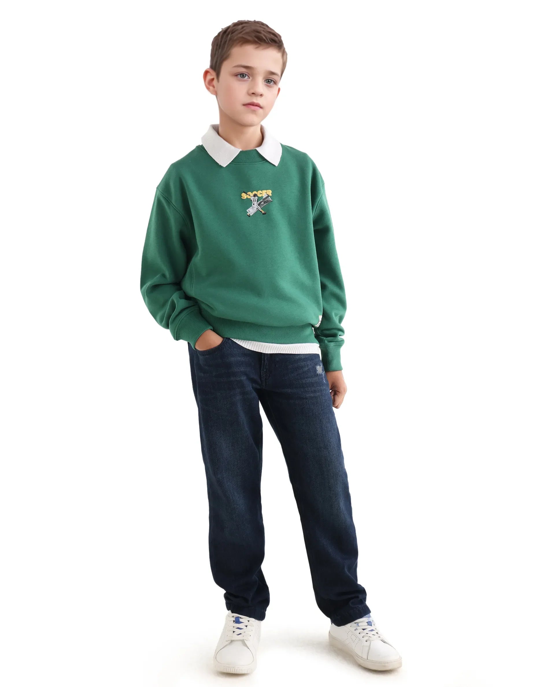 Rare Ones Kids Henry Pastel Green Cotton Graphic Print Oversized Sweatshirt