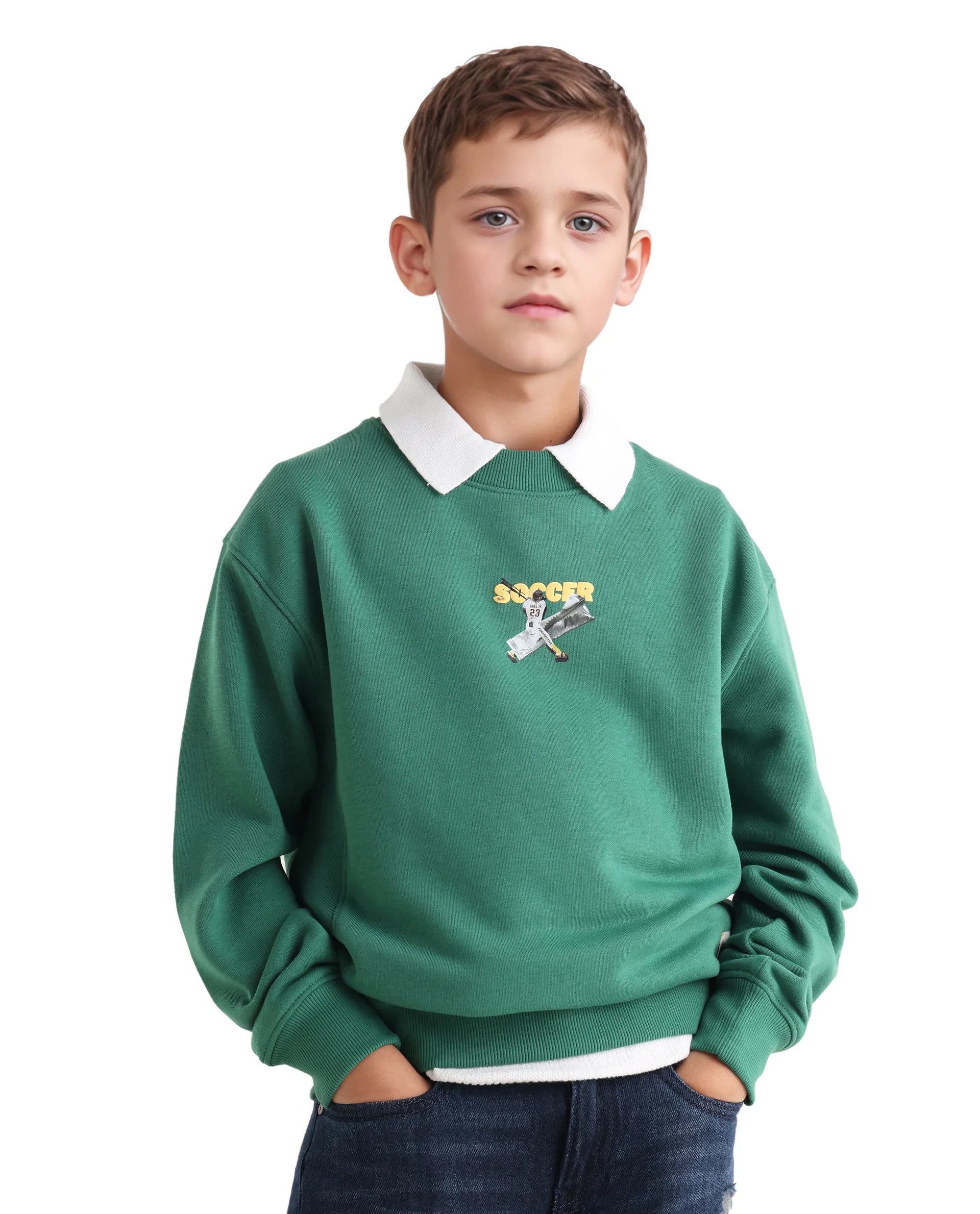 Rare Ones Kids Henry Pastel Green Cotton Graphic Print Oversized Sweatshirt