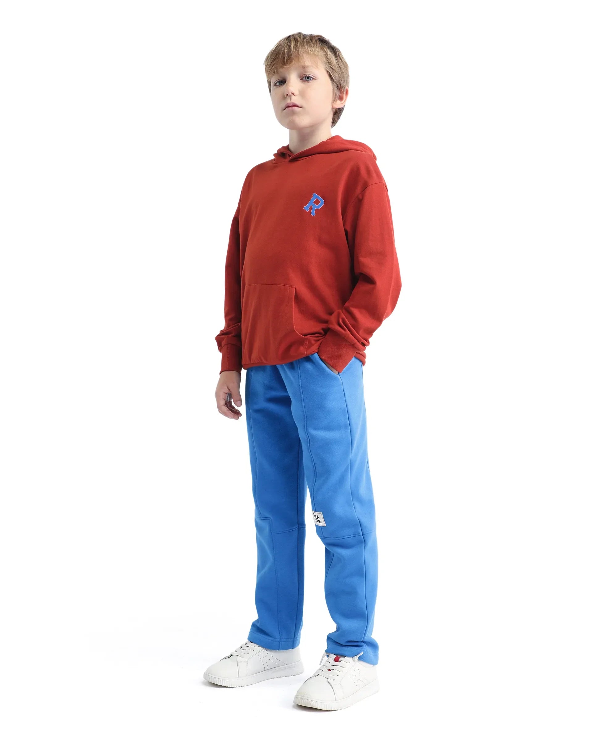 Rare Ones Kids Henry-B Dark Blue Cotton Plain Regular Fit Trackpant