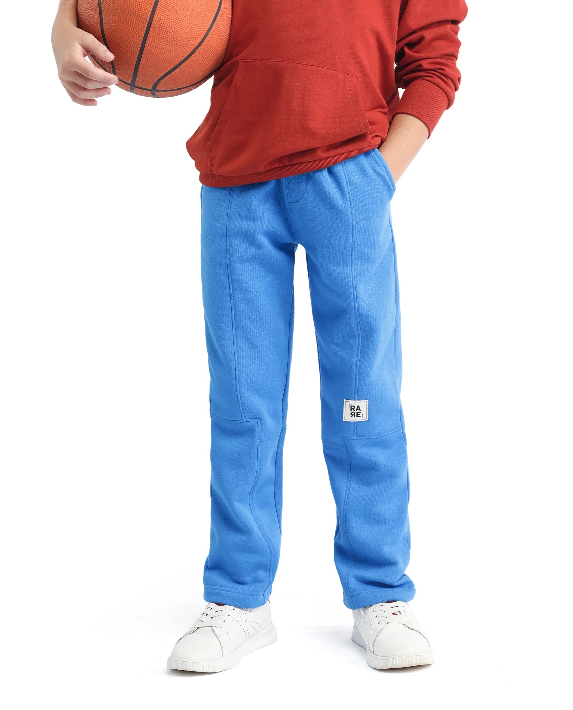 Rare Ones Kids Henry-B Dark Blue Cotton Plain Regular Fit Trackpant