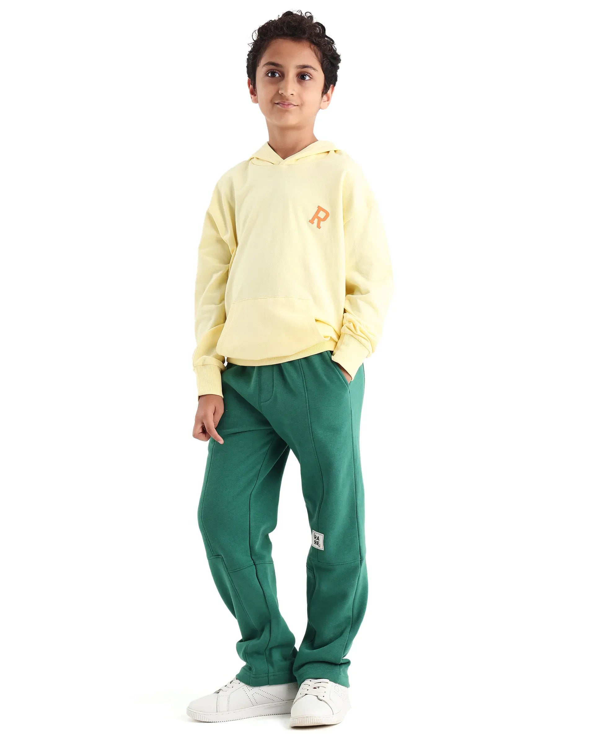 Rare Ones Kids Henry-B Pastel Green Cotton Plain Regular Fit Trackpant