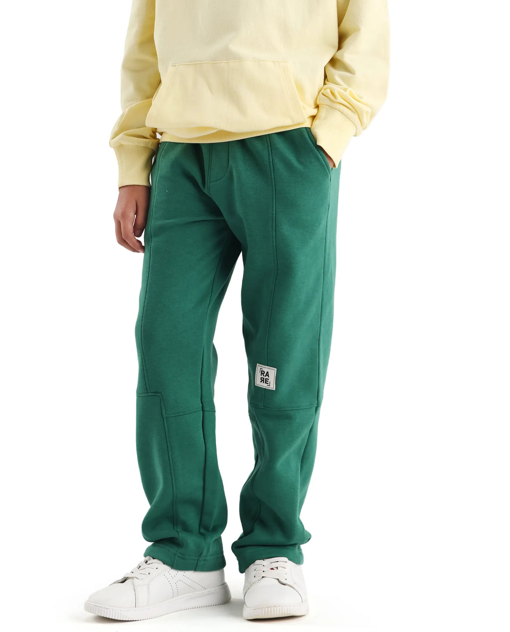 Rare Ones Kids Henry-B Pastel Green Cotton Plain Regular Fit Trackpant