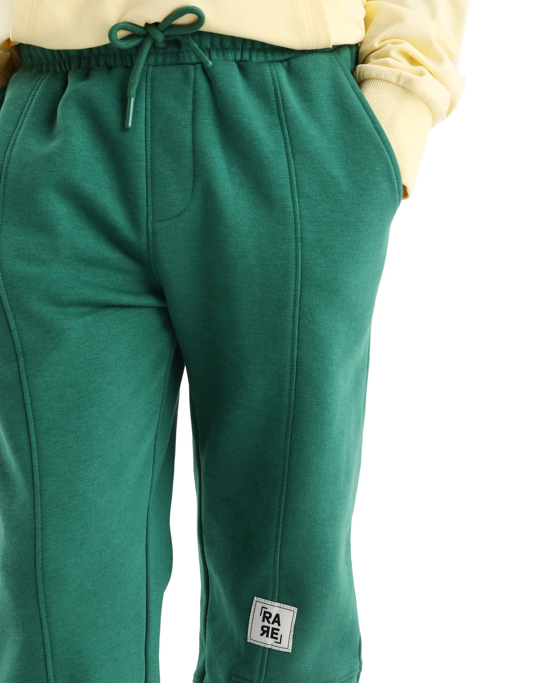 Rare Ones Kids Henry-B Pastel Green Cotton Plain Regular Fit Trackpant