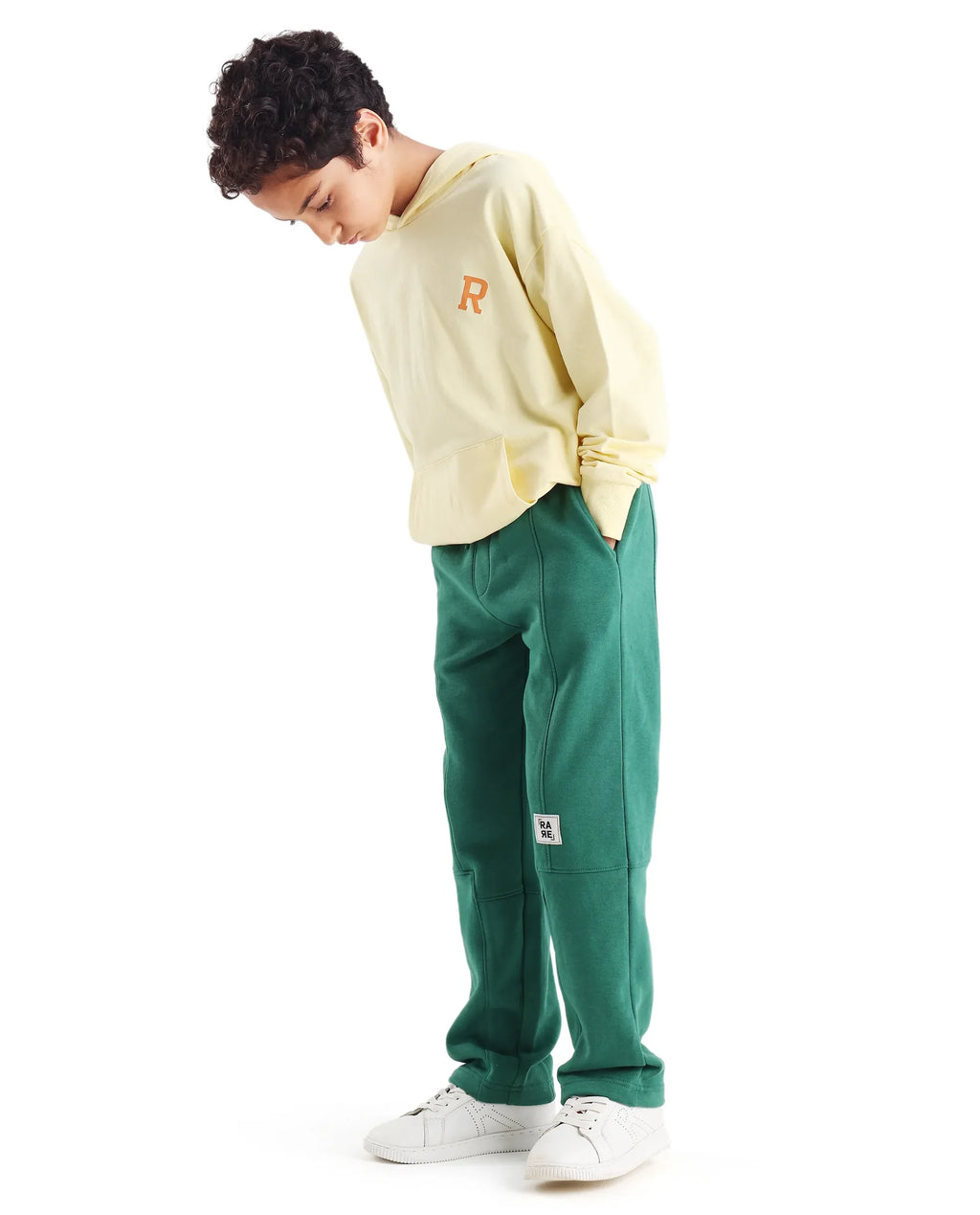 Rare Ones Kids Henry-B Pastel Green Cotton Plain Regular Fit Trackpant