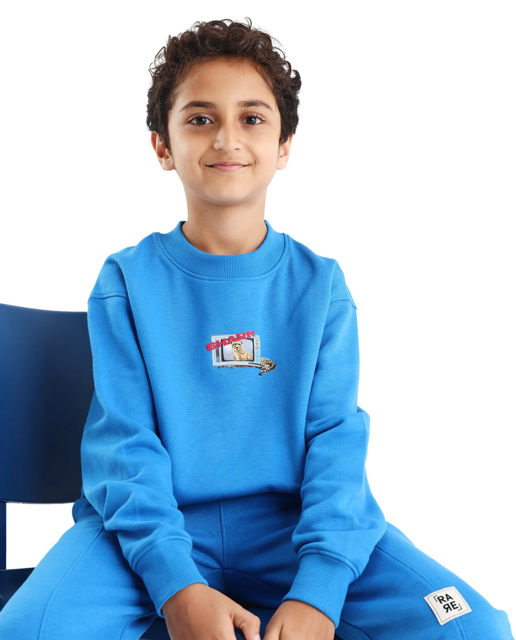 Rare Ones Kids Henry Dark Blue Cotton Graphic Print Oversized Sweatshirt