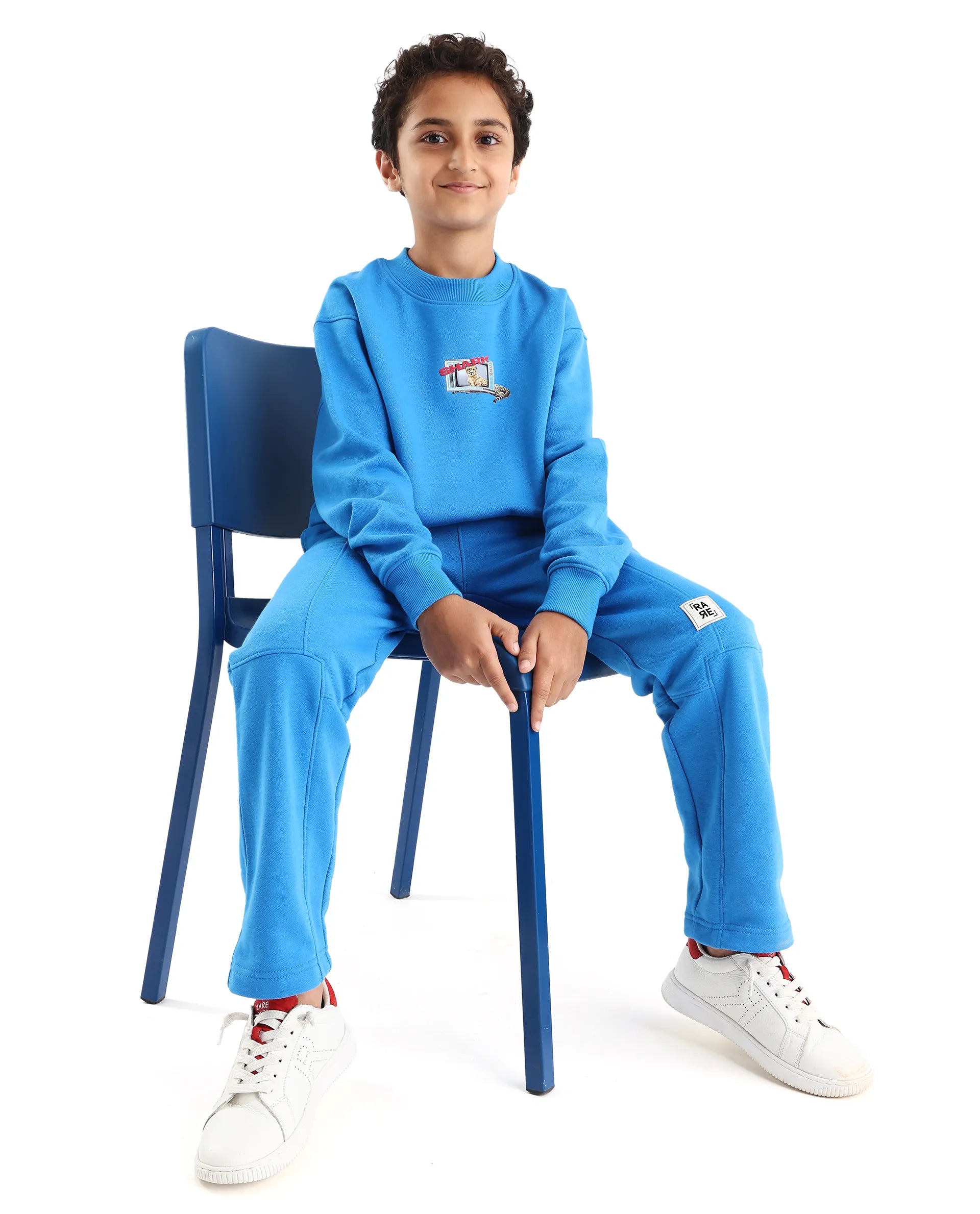 Rare Ones Kids Henry Dark Blue Cotton Graphic Print Oversized Sweatshirt