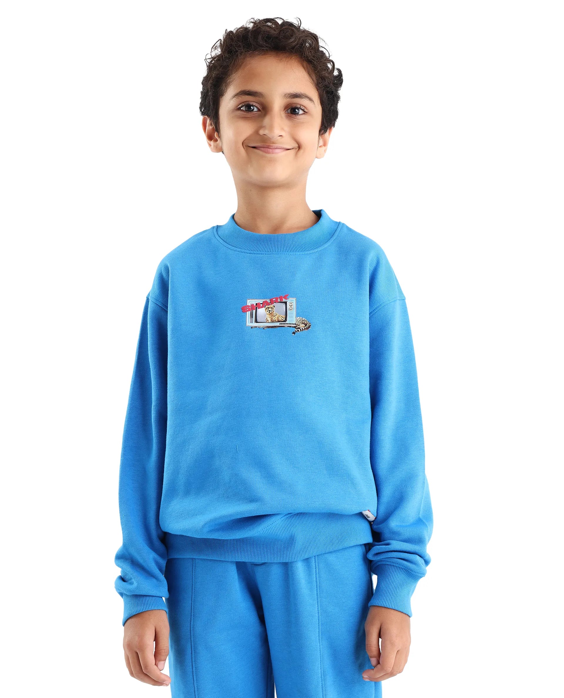 Rare Ones Kids Henry Dark Blue Cotton Graphic Print Oversized Sweatshirt