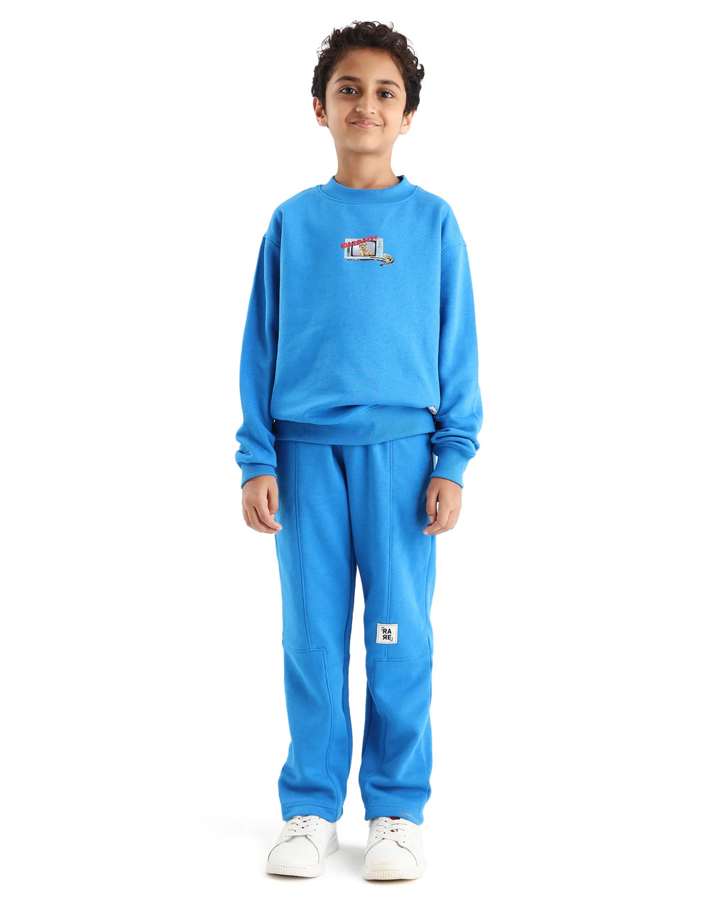 Rare Ones Kids Henry Dark Blue Cotton Graphic Print Oversized Sweatshirt