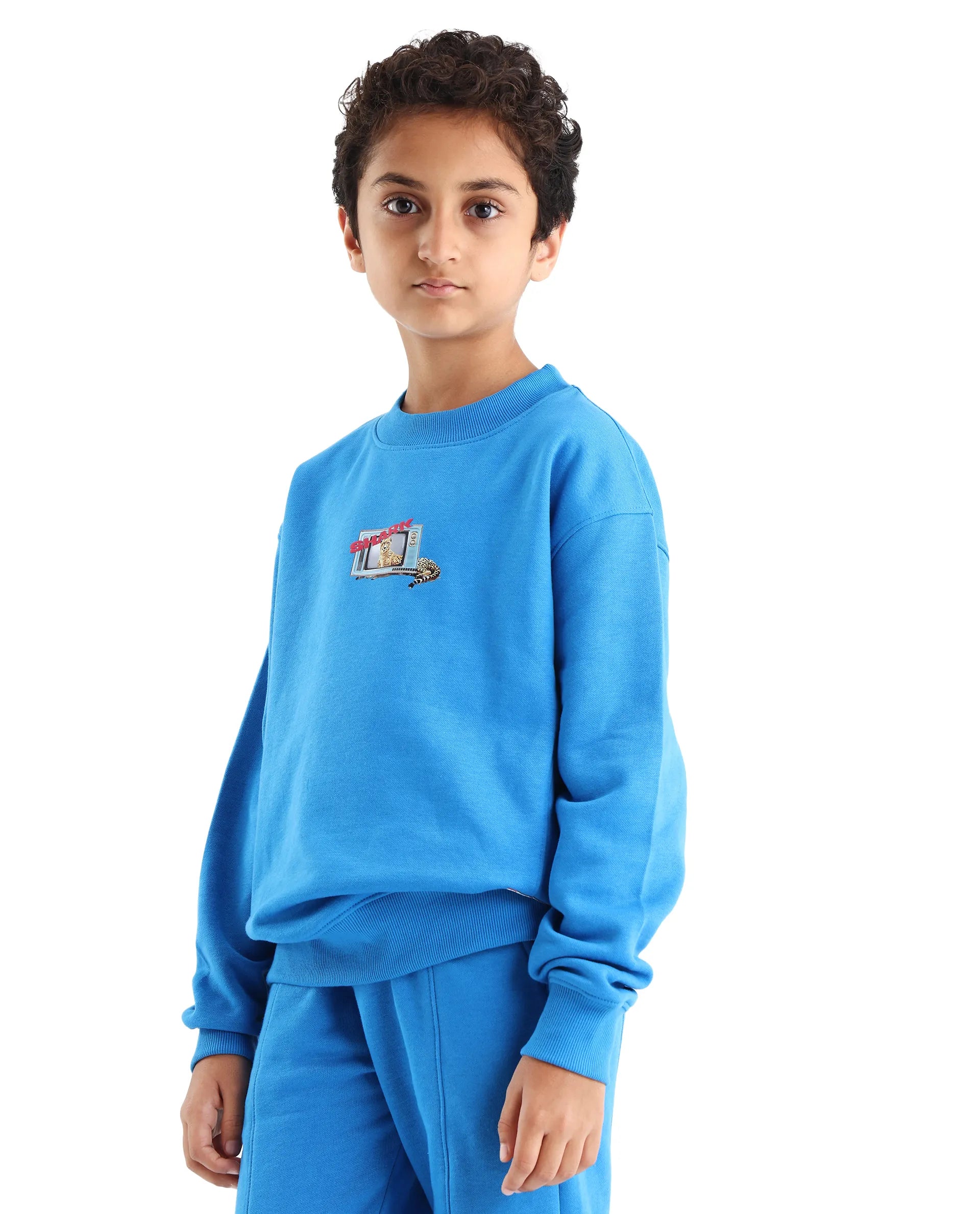 Rare Ones Kids Henry Dark Blue Cotton Graphic Print Oversized Sweatshirt