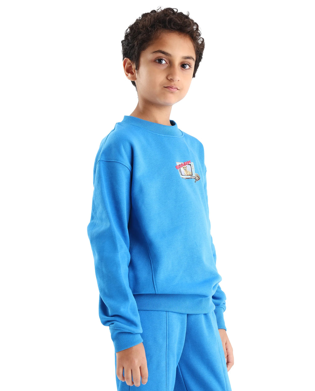 Rare Ones Kids Henry Dark Blue Cotton Graphic Print Oversized Sweatshirt