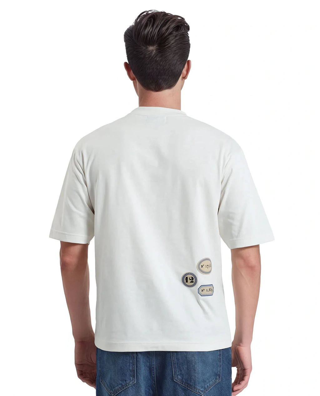 Rare Rabbit Men's Hirm Off White Cotton Graphic Print Qlo Fit Half Sleeve Crew Neck T-Shirt