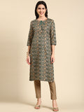 Women's Green Printed Straight Kurta