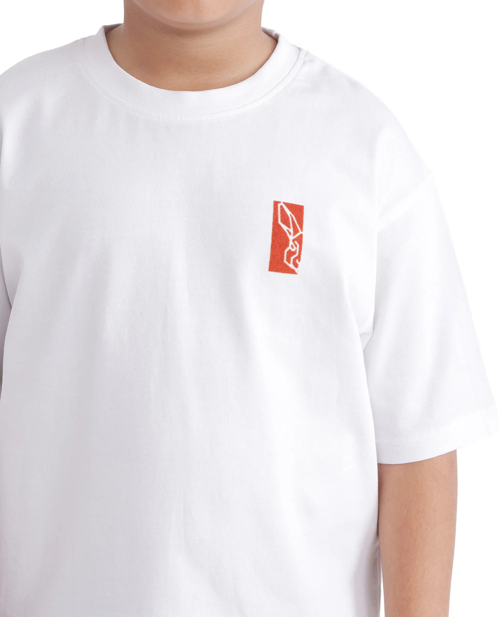 Rare Ones Kids Hord-K White Cotton Half Sleeve Slip-On Printed Boxy Fit T-Shirt