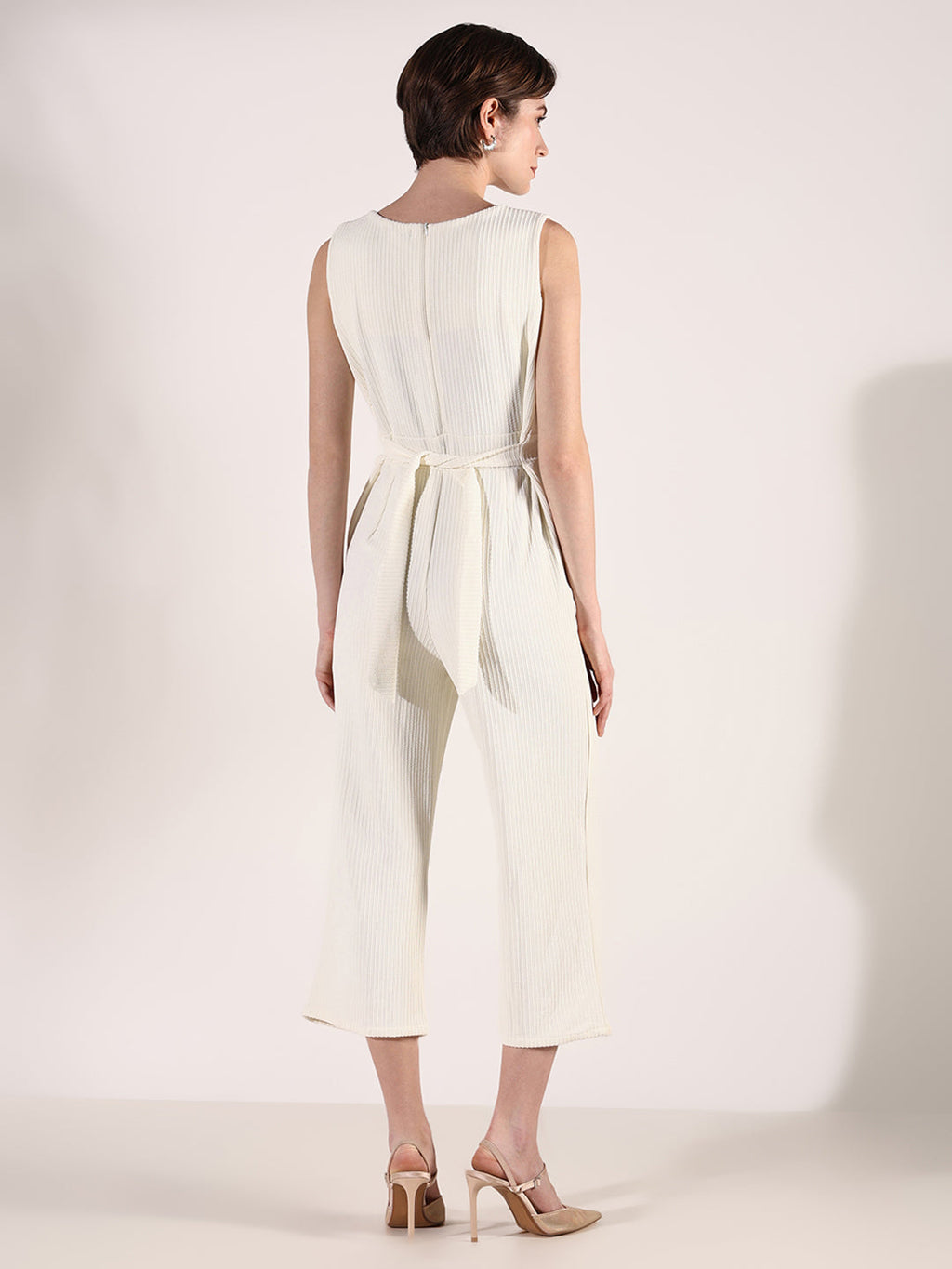 Women's Cream Basic Jumpsuit