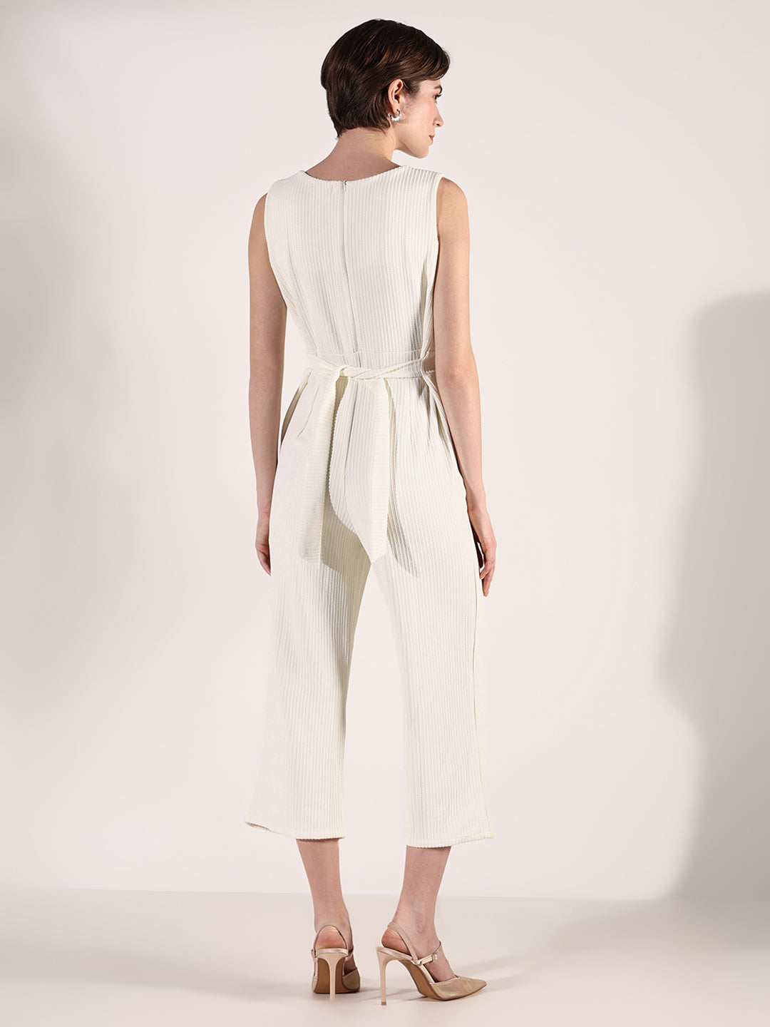 Women's Cream Basic Jumpsuit