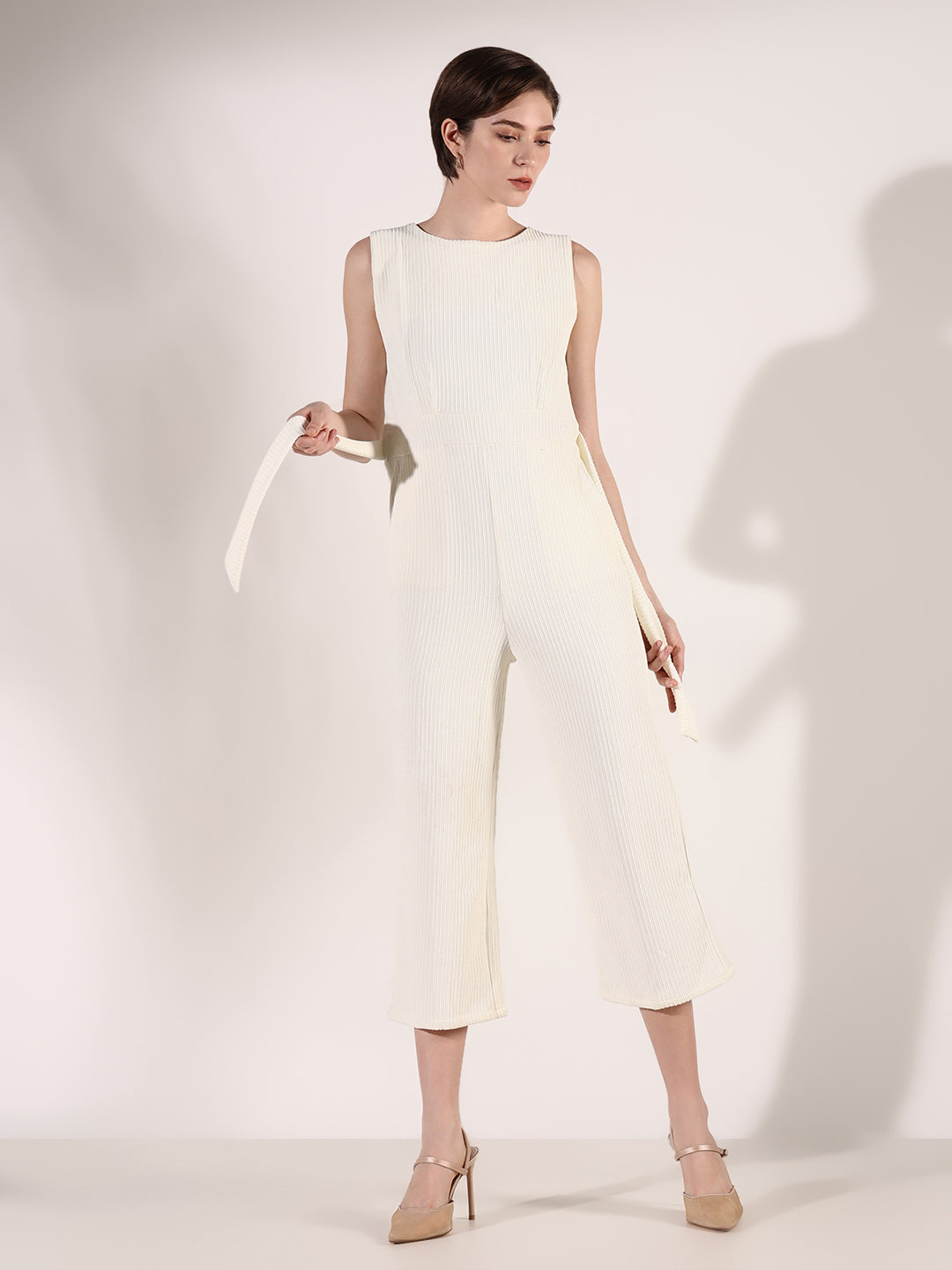 Women's Cream Basic Jumpsuit