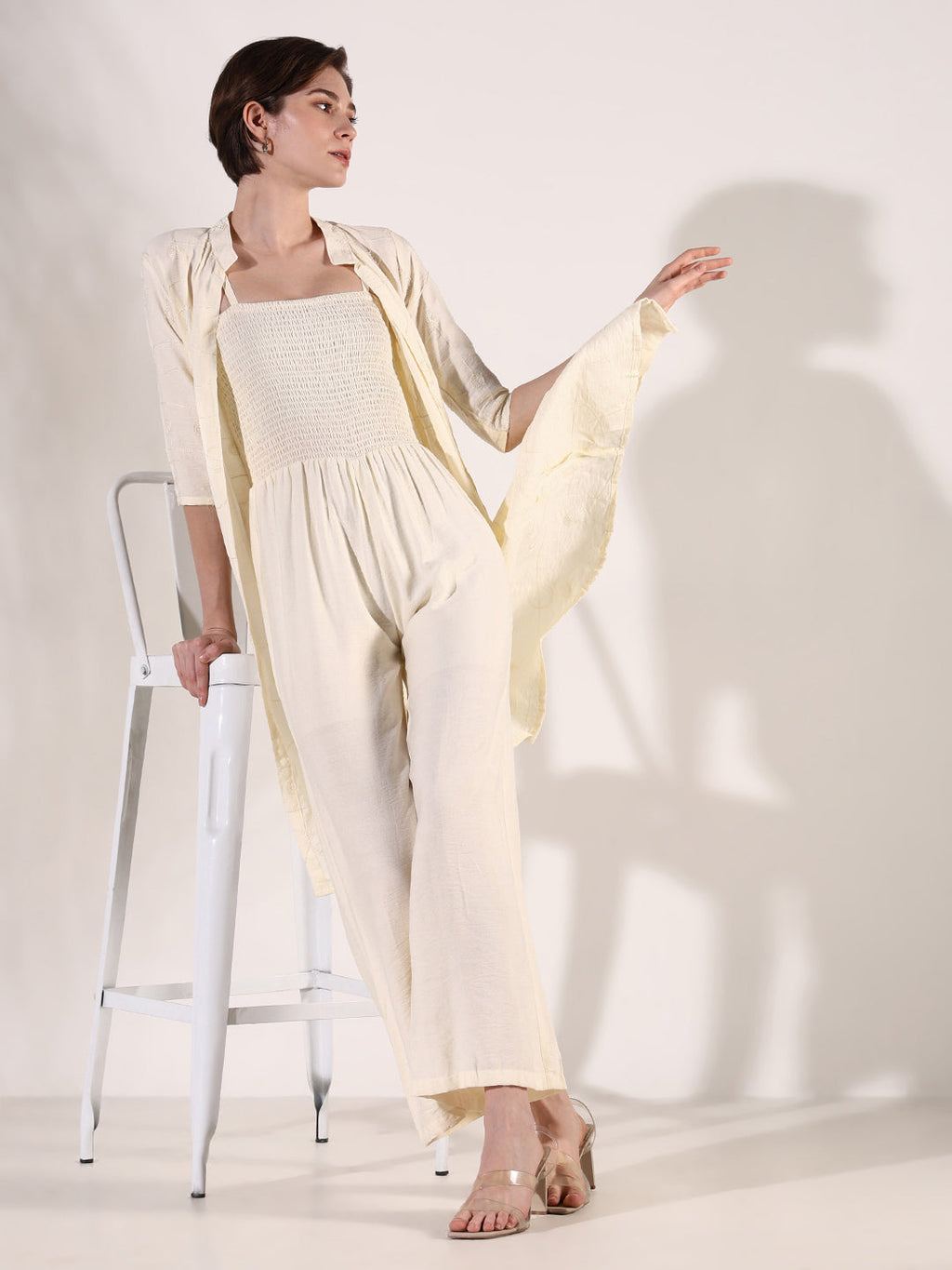 Women's Cream Basic Jumpsuit