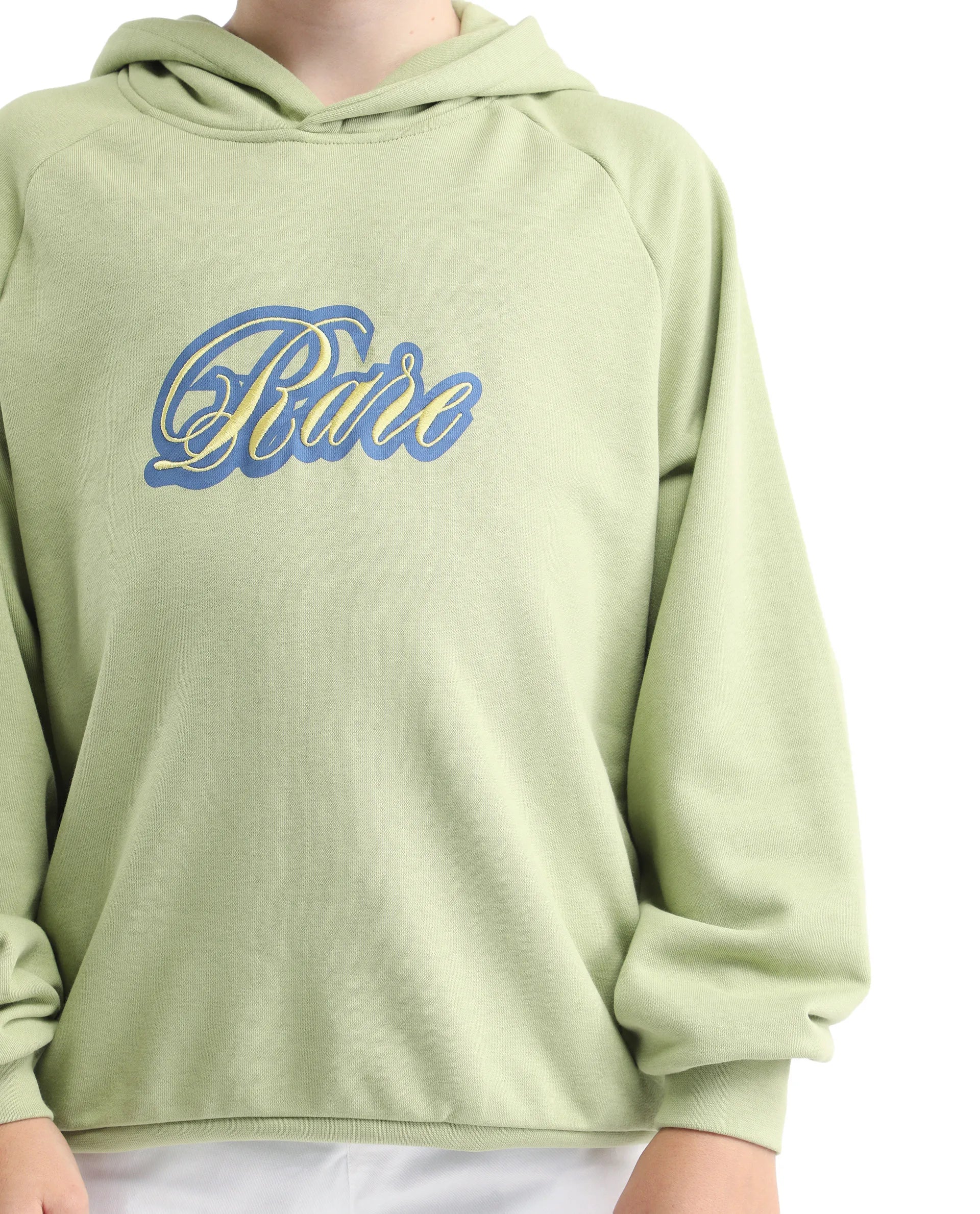 Rare Ones Kids Huck Light Green Cotton Pull On Hooded Neck Full Sleeves Fit Sweatshirt