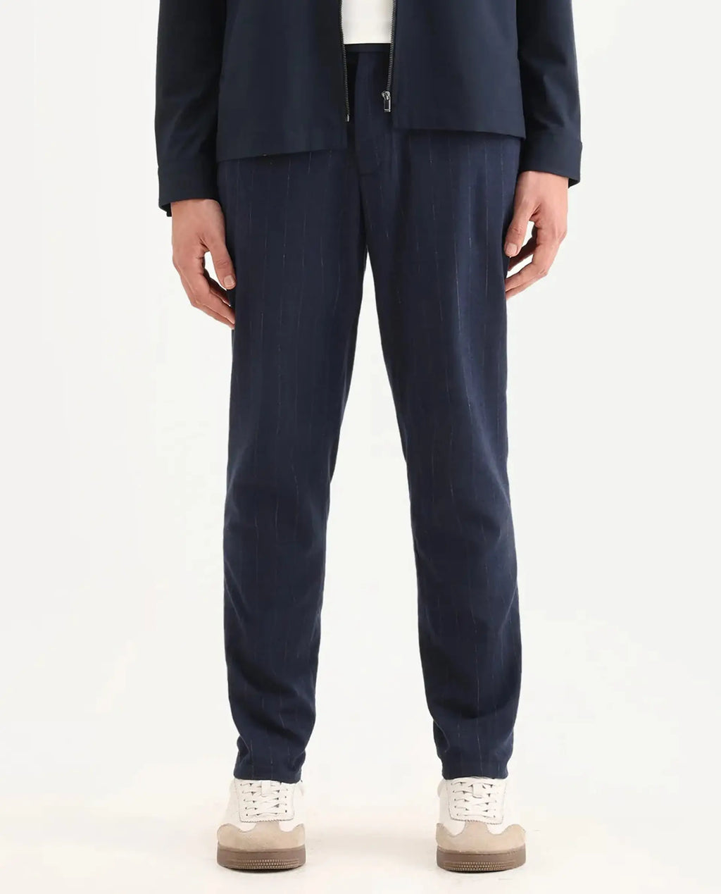 Rare Rabbit Men's Jlo Blue Cotton Blend Striped Print Relaxed Fit Trouser