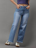 Women's Blue Jean Wide Leg High-Rise Light Fade Stretchable Jeans