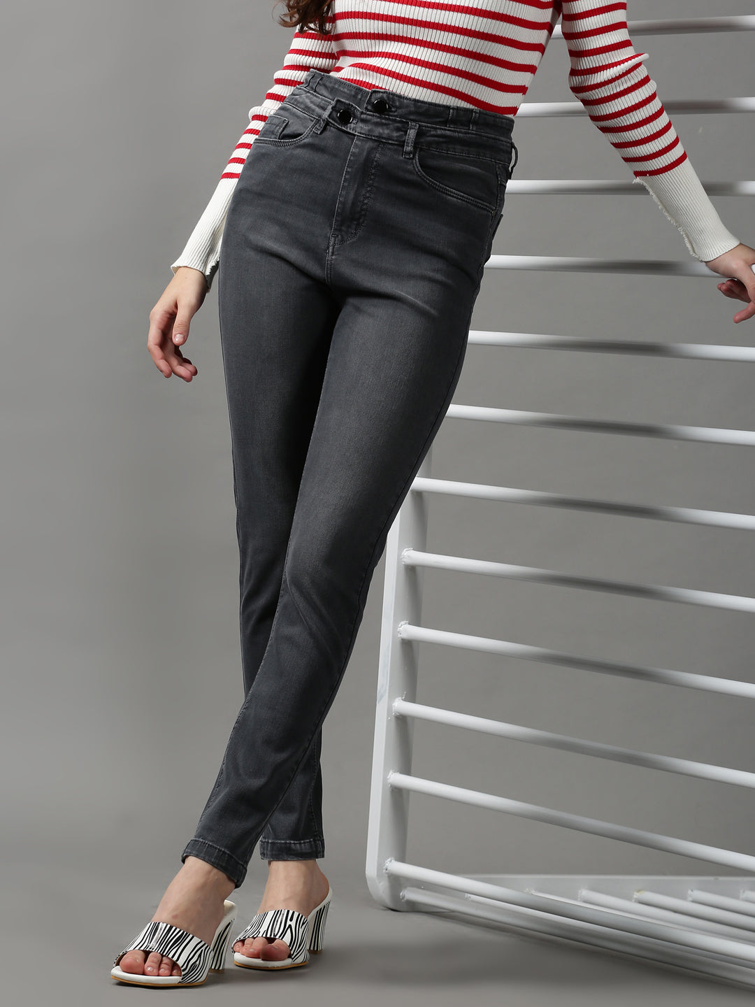 Women's Grey Super Skinny Fit Denim Jeans