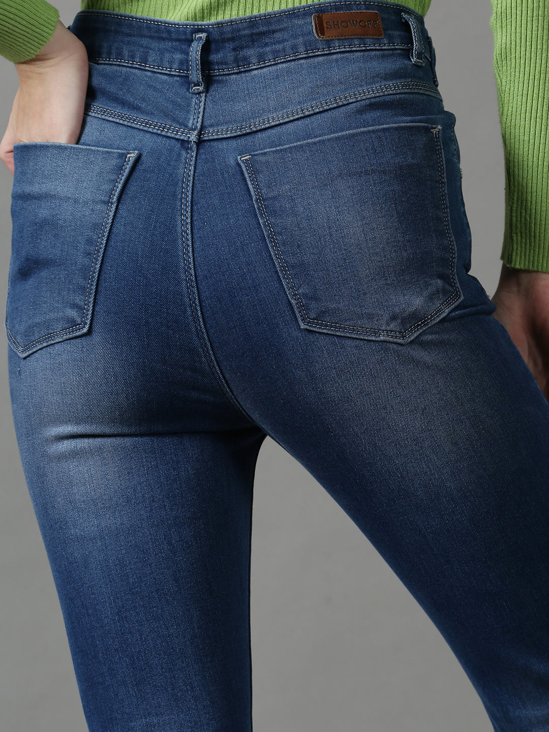 Women's Blue Slim Fit Light Fade Stretchable Denim Jeans