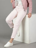 Women's Peach Relaxed Fit High-Rise Slash Knee Cotton Jeans
