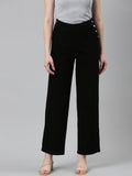 Women's Black High-Rise Cotton Wide Leg Denim Jeans